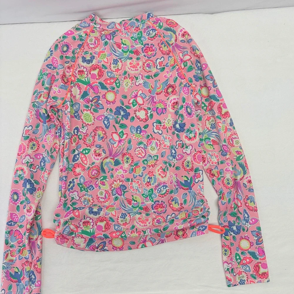 Boden Rash Guard Swim Top Girls 11-12Y Pink‎ Floral Long Sleeve Sun Protection